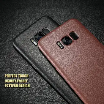 

100pcs Ultra Thin Retro Litchi Pattern Case For Samsung Galaxy S10 E S9 S8 Plus Note 9 8 PU Leather Lines Skin Soft TPU Cover