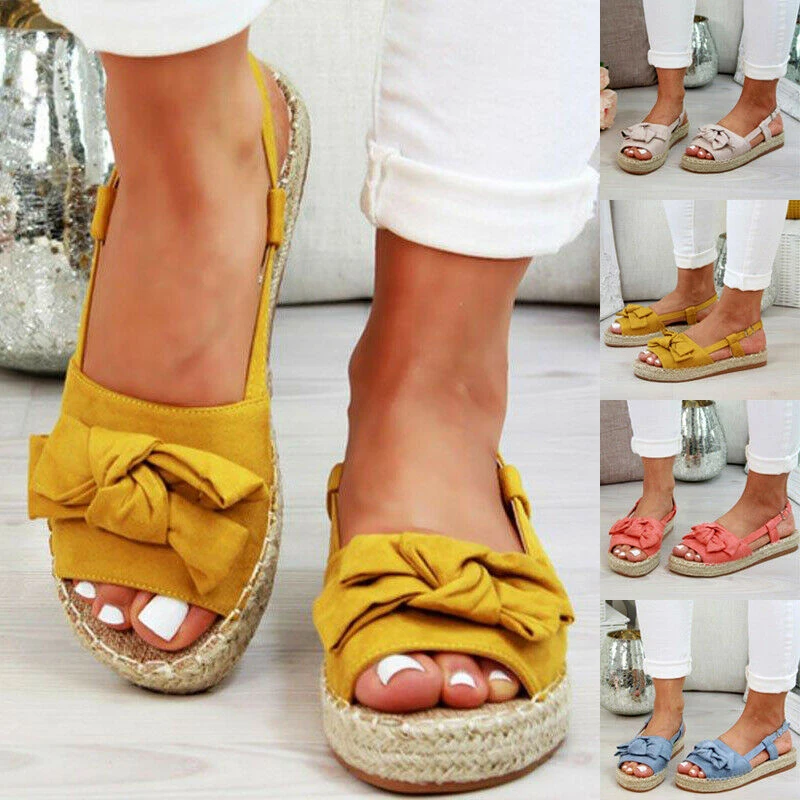 

Casual Bow Tie Women Sandals Flats Strap Sandals Shoes for Woman Solid Color Shoes KH889