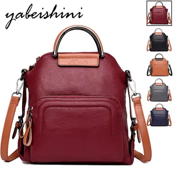 

Multifunction Travel Ladies Bagpack Vintage Female Shoulder Bag Sac a DosWomen Leather Backpacks Mochilas School Bags For Girls