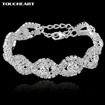 

TOUCHEART Crystal Bracelets For Women Femme Silver color Charm Bracelets & Bangles Wedding Jewelry With Stone Bracelet SBR140169