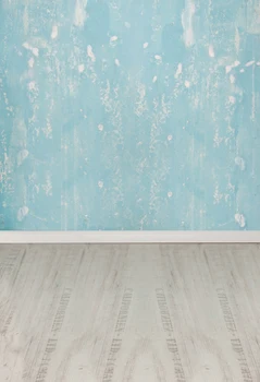 

HUAYI Art Fabric Blue Wood Wall Wooden Floor Backdrop Photography For Newborn Background XT-5546