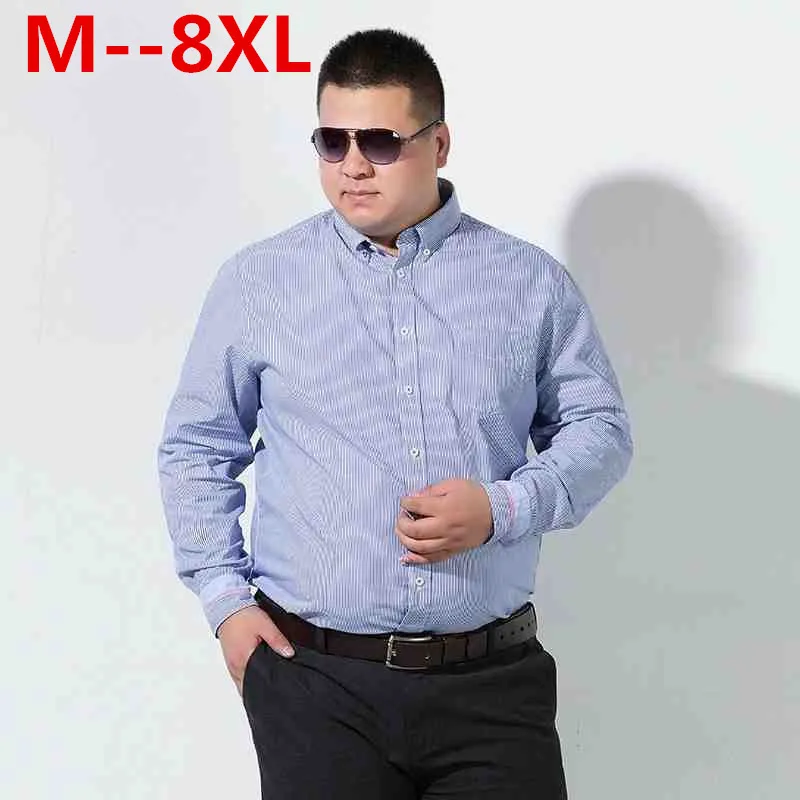 Большие размеры 10XL 8XL 6XL 5XL Для мужчин; рубашка с длинными рукавами социальных свободный крой Повседневное рубашка в полоску и клетку Для