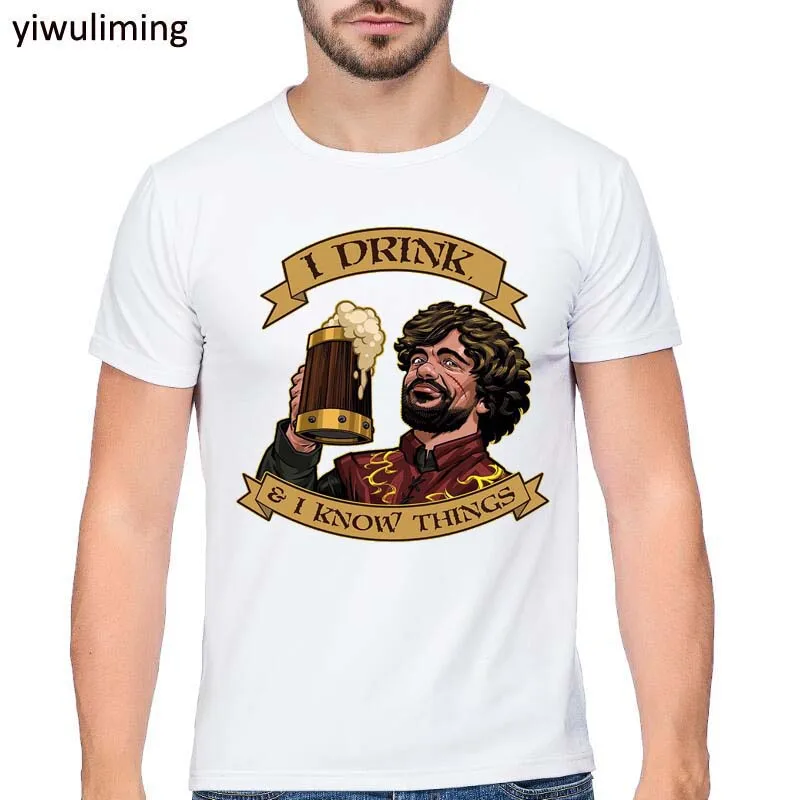 

game of thrones t shirt Men's Tyrion Lannister I DRINK AND I KNOW THINGS Tshirts 2019 Summer T-shirt Tee Shirt Homme Clothes