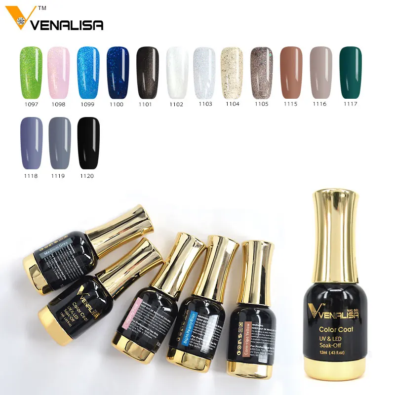 

12ml VENALISA Glitter Color Gel Polish Soak Off UV/LED Gel Bling Diamond Nail Gel Primer No Acid Top Coat Best Gel Nail Polish