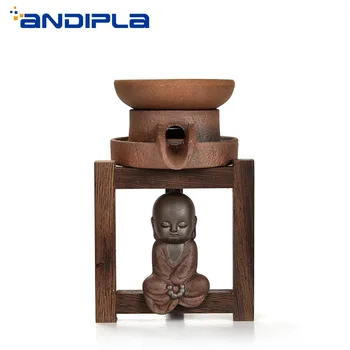 

Japanese Coarse Pottery Frost Tea Strainers with Wood Holder Tea Pet Puer Tea Filter Kung Fu Tea Set Creative Vintage Home Decor