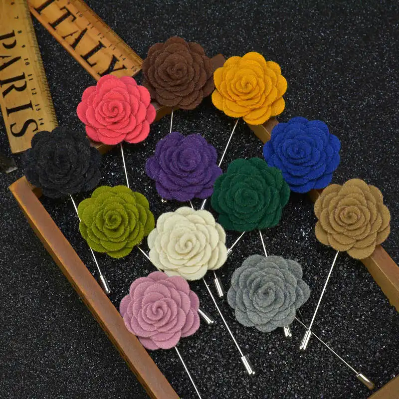 

100pcs Men & Women 3D Rose Flower Brooch for Suits Winter Coat Collar For Wedding Party Faovr Gift Jewelry Decoration ZA6401
