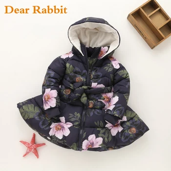 

2020 winter jackets for girls kids fashion floral printed girls parka coats thick fleece warm children girls jackets 2-10 years