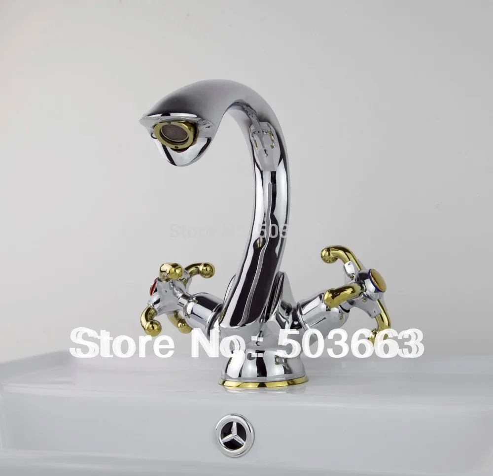 

Newly Wholesale Double Handles Bathroom Basin Sink Faucet Mixer Tap Chrome Vanity Cranes Y-002 Mixer Tap Faucet