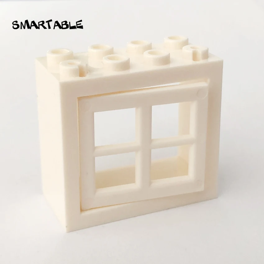 

Smartable Window Frame 2x4x3 With White Window Leaf Parts Building Blocks Toys Compatible All Brands 60598+4133 City 20pcs/lot
