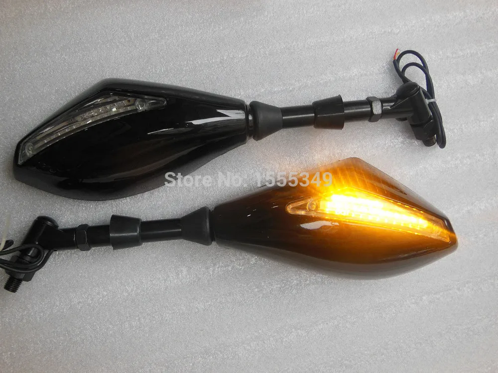 

Universal Black Motorcycle Street Bike Led Turn Signal Side Mirrors for Bmw Triumph Honda Yamaha Suzuki Kawasaki Ducati
