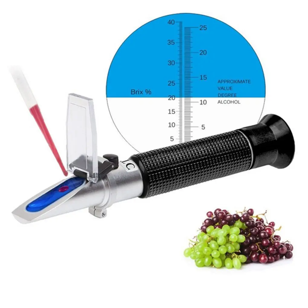 

Handheld 0-40% Brix 0-25% Alcohol Refractometer Beer Fruit Juice Grape Wine Brewing Sugar Test Meter