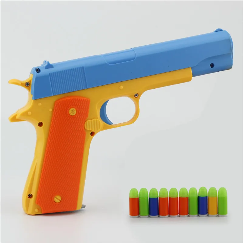 Детская уличная забавная игра шутер игрушки пистолет детская игрушка оружие ночные огни мягкая пуля пистолет пластиковый револьвер