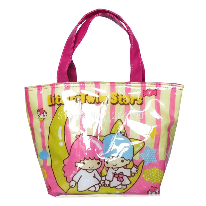 

New Fashion Little Twin Stars Girls Woman Small PVC Theraml Lunch Bags Kids Handbags For Children