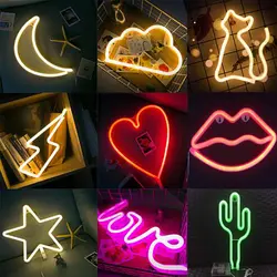 Светодиодный ночник батарея usb зарядка любовь декоративные буквы праздник Фламинго светодиодный кактус nuvem Сердце led/светильник в виде