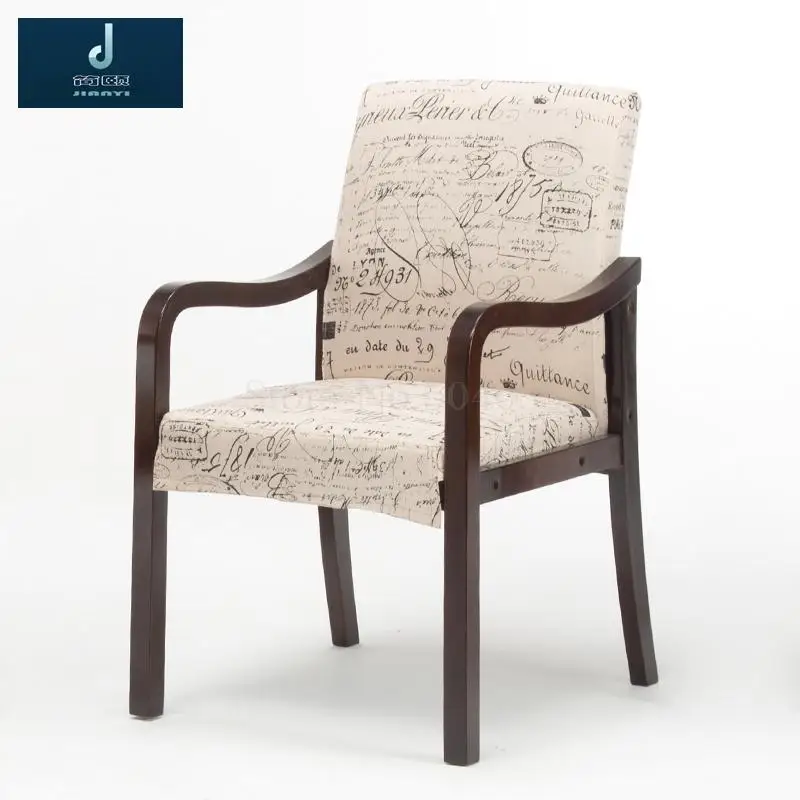 Деревянный современный обеденный стул простой Северный стул ткани исследования поручень стул для ресторана гостиницы - Цвет: VIP 17