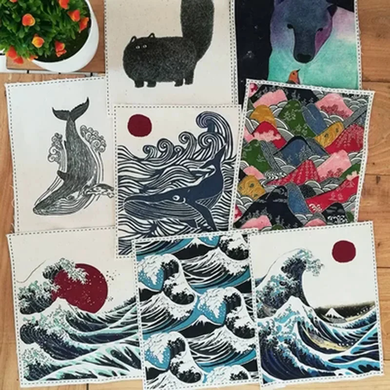 

Handmade diy cotton and linen patchwork wall covering fabric Japanese style