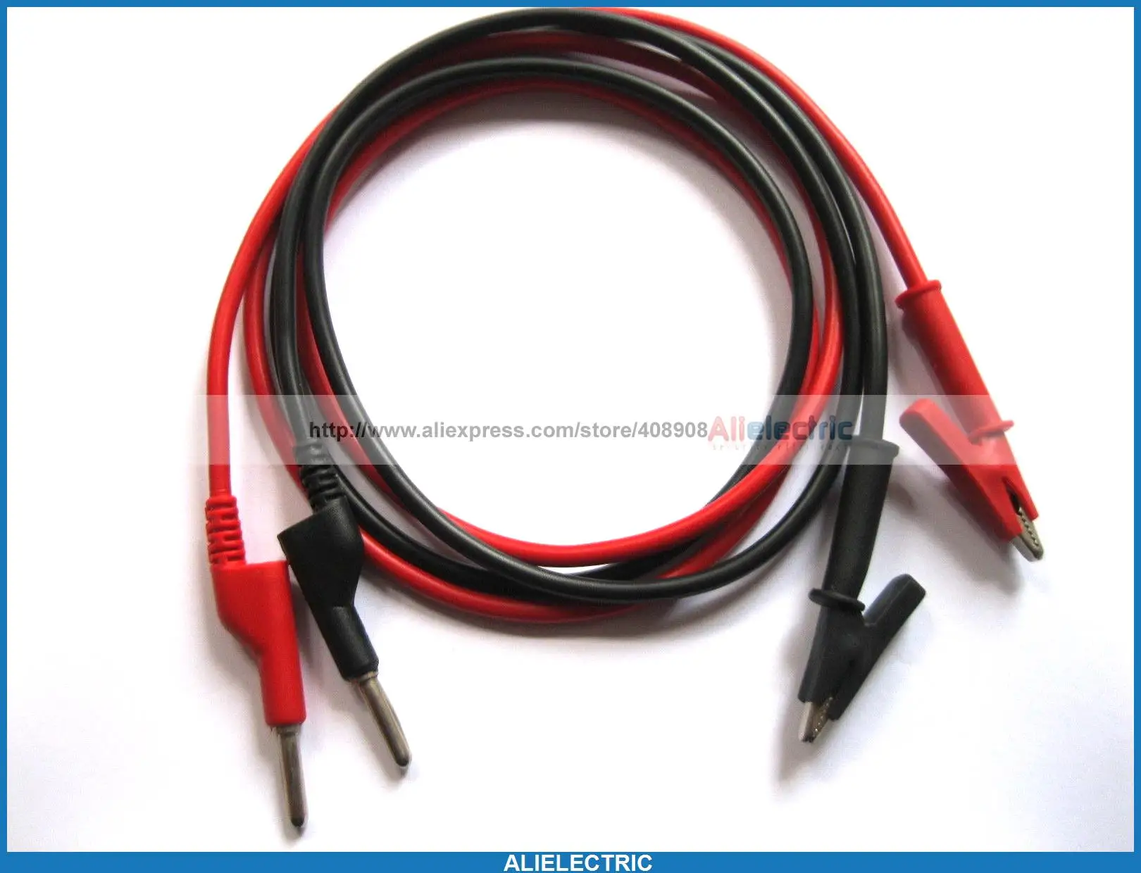 

1 Set Banana Plug to Alligator Clip Silicone Cable High Voltage Red Black