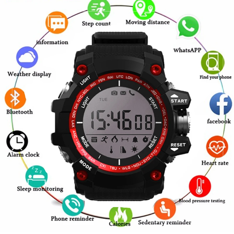 

2019 Sports Health Smart Watch IP68 Waterproof Altitude Meter Pedometer Bluetooth 4.0 for IOS Android Smartwatch 30M Waterproof