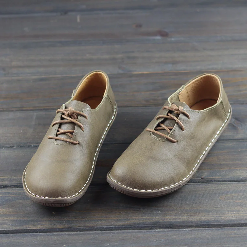 Careaymade-Pure hand-made top leather casual shoes women's retro literary arts flat heel single lace spring flat sole shoes Careaymade-Pure hand-made top leather casual shoes women's retro literary arts flat heel single lace spring flat sole shoes