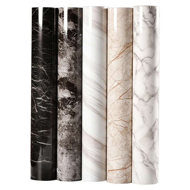 Dropship Marble Stickers Waterproof PVC Self adhesive Wallpaper For Kitchen Cupboard Countertop Table Wall Stickers Home Decor