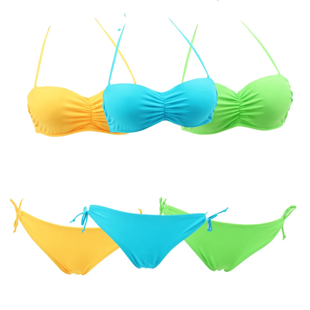 

SWIMMART Korean Solid Color Bikini Set Sexy Thin Female Candy Color Hot Spring Swimsuit Push-up Underwire Swimwear DK13