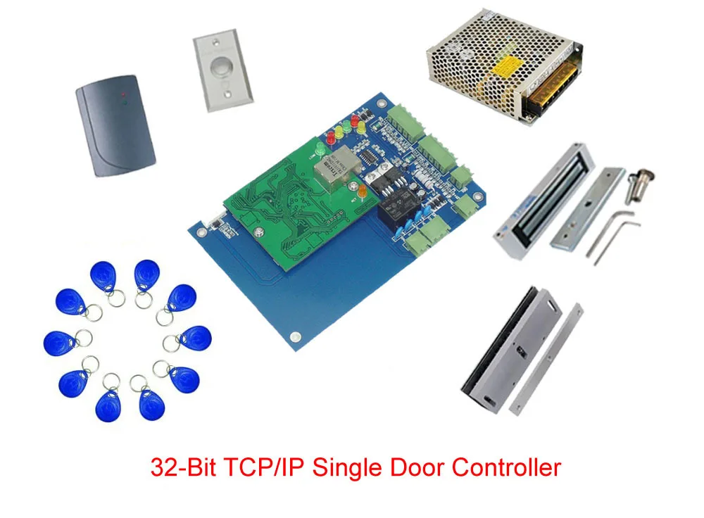 

Free ship by DHL ,TCP single door access control+power+ magnetic lock U-shape bracket+reader+exit button+10 key fob,sn:kit-L13