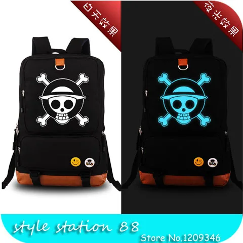 

High Quality Anime One Piece Luffy Chopper Skull Luminous Printing Canvas Travel Bag school bags for teenagers Mochila Feminina