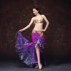 Для женщин Одежда для танца живота леди Professional для выступлений практичные костюмы фламенко бюстгальтер и юбка 2 шт. костюм индийский