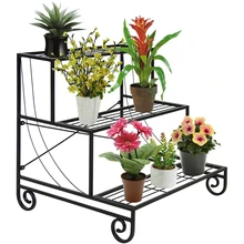 Three Tier Metal Plant Stand Decorative Planter Holder Flower Pot Shelf Rack Black