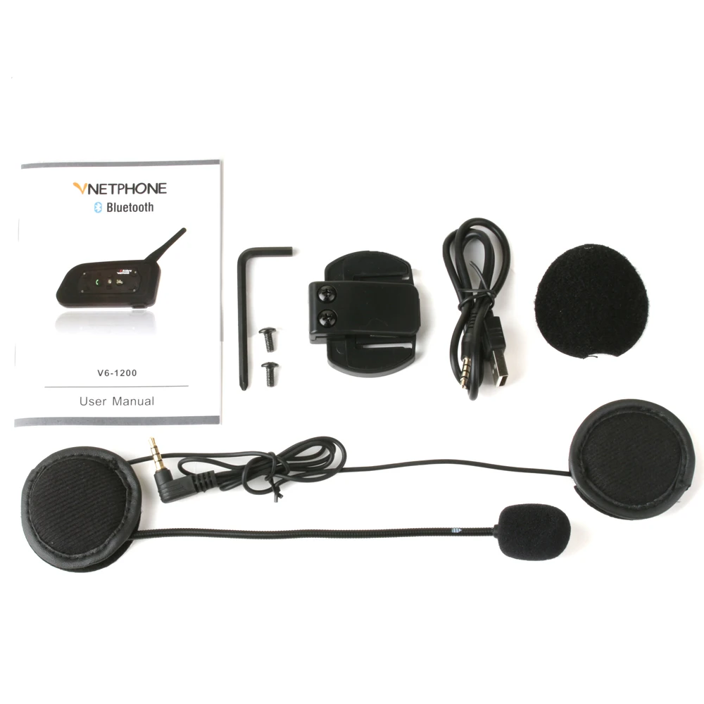 Гарнитура для мотоциклетного шлема V6 1200 м Bluetooth интерком 6 Riders BT беспроводной