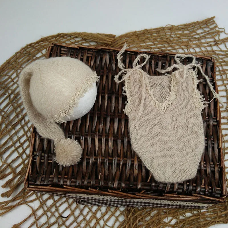 Newborn photography props lace mohair romper with hat newborn dress clothes set handmade mohair romper for newborn photo props Newborn photography props lace mohair romper with hat newborn dress clothes set handmade mohair romper for newborn photo props