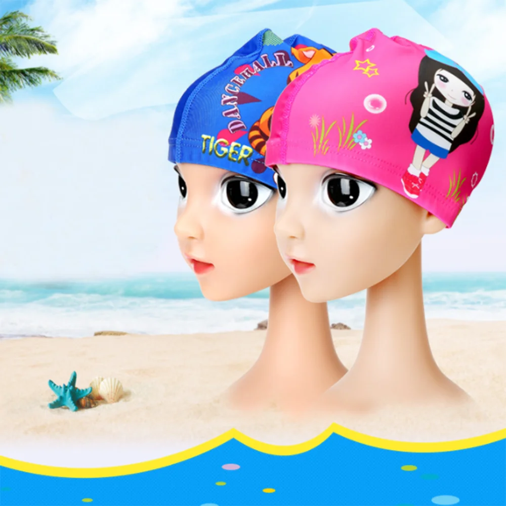 Swimwear Kids Protect Ears Siwm Pool Swimming Cap Hat Cartoon Animal