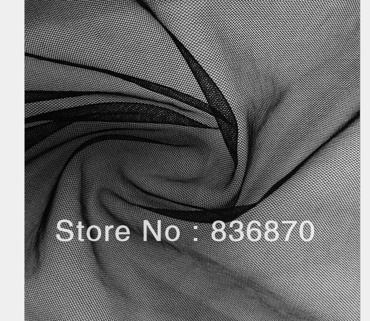 Black fine mesh tulle soft gauze nylon net fabric 165cm 65" wide 5yards