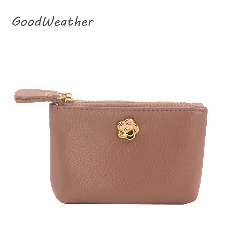Fashion mini cute pink coin purses high quality genuine leather wallets