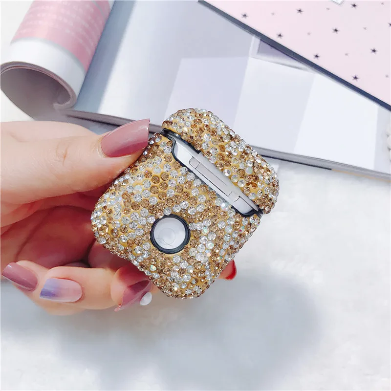 Bling стразы чехол для наушников Airpods 1 2 блестящий элегантный модный AirPods роскошный