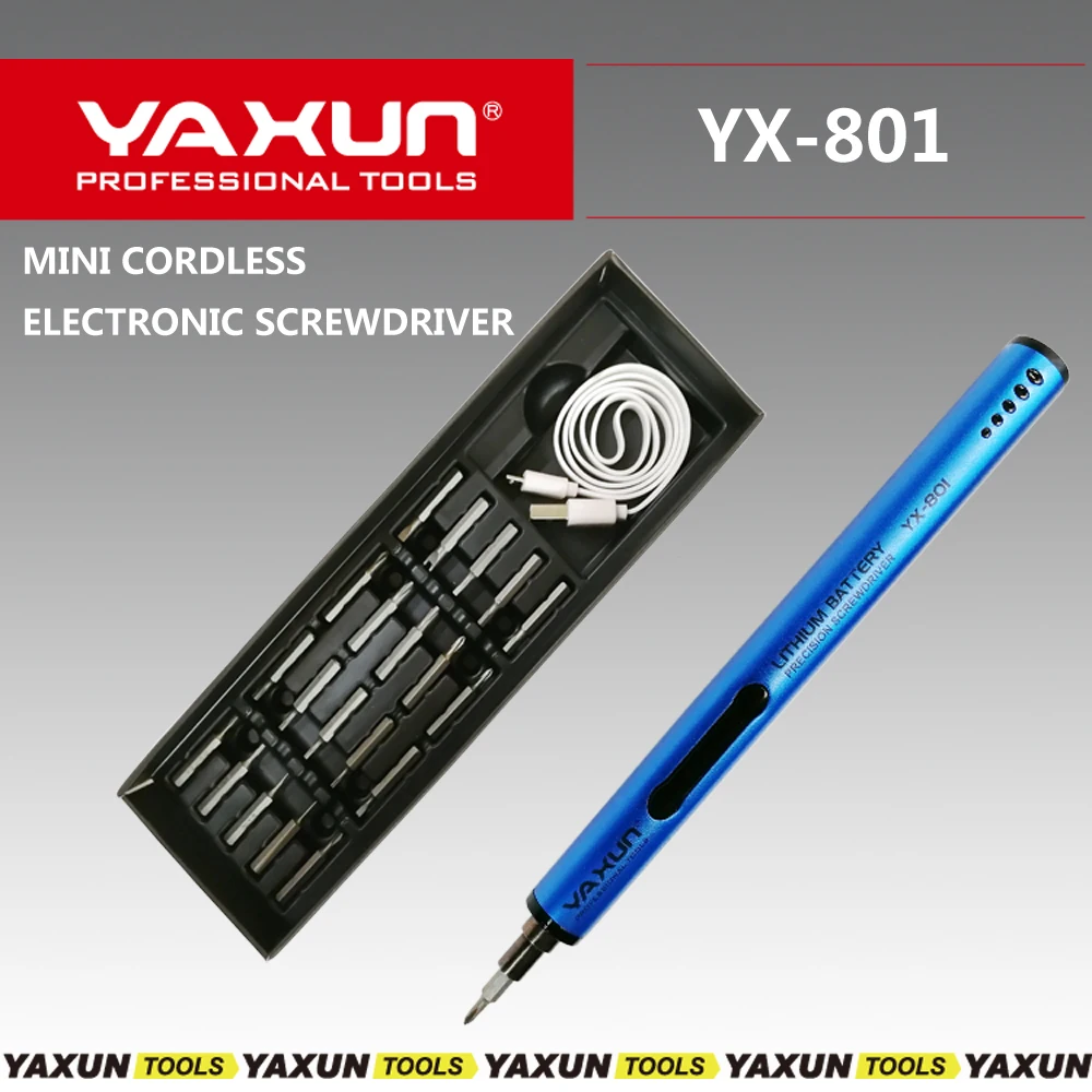 

YAXUN Precision Mini Cordless Electric Screwdriver Set USB Charging Screwriver with 20 Bits For iphone 7G,8G ,Samsung PC Laptop