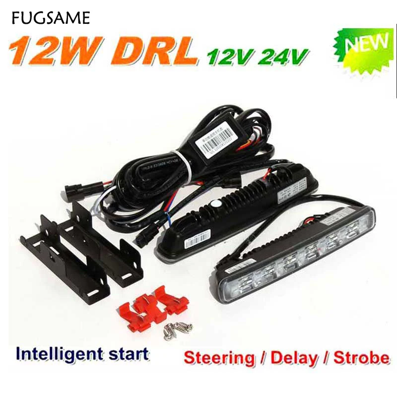 

Daytime Running Light DRL High Power Super Bright Universal Fog Light DC12V 24V 6LED 12W Cover Front Turning Signal ABS DRL