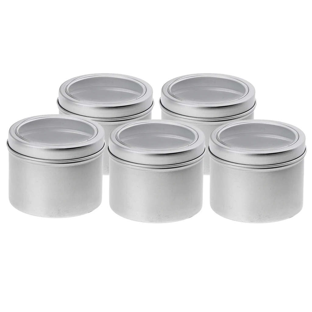 5 Pieces 100ml Empty Aluminium Cosmetic Pot Jar Tin Container with Screw Lid
