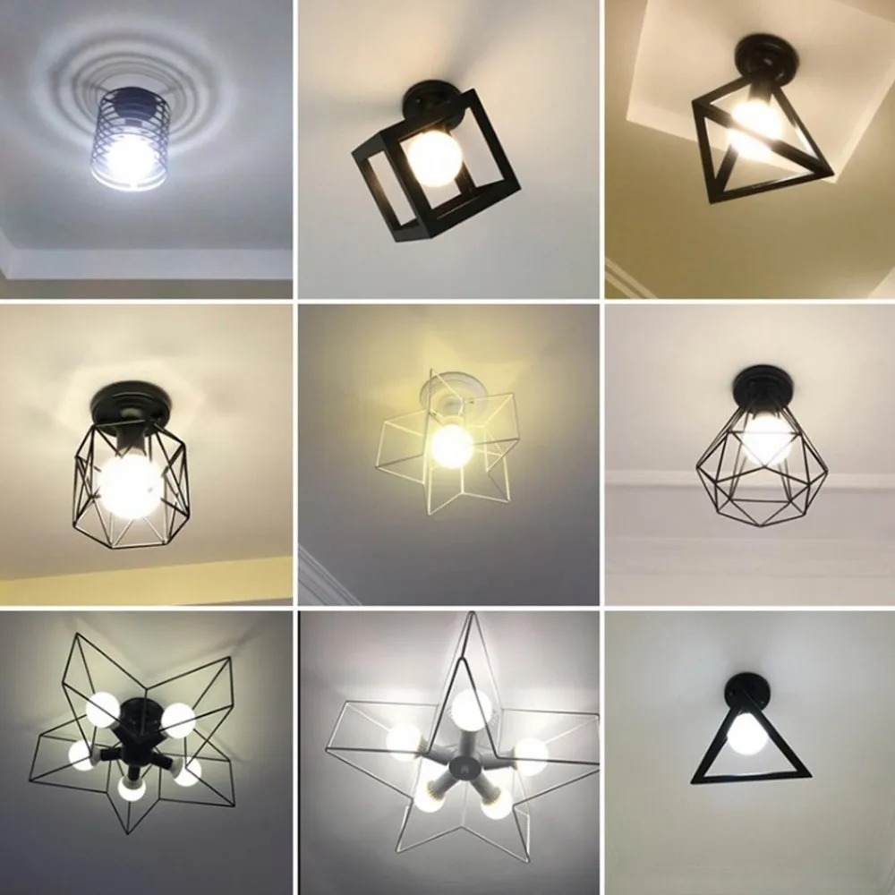 

Vintage Ceiling Lights Led Ceiling Lamp Loft Iron Cage Fixtures Home Lighting Retro Loft Nordic Iron Ceiling Lights