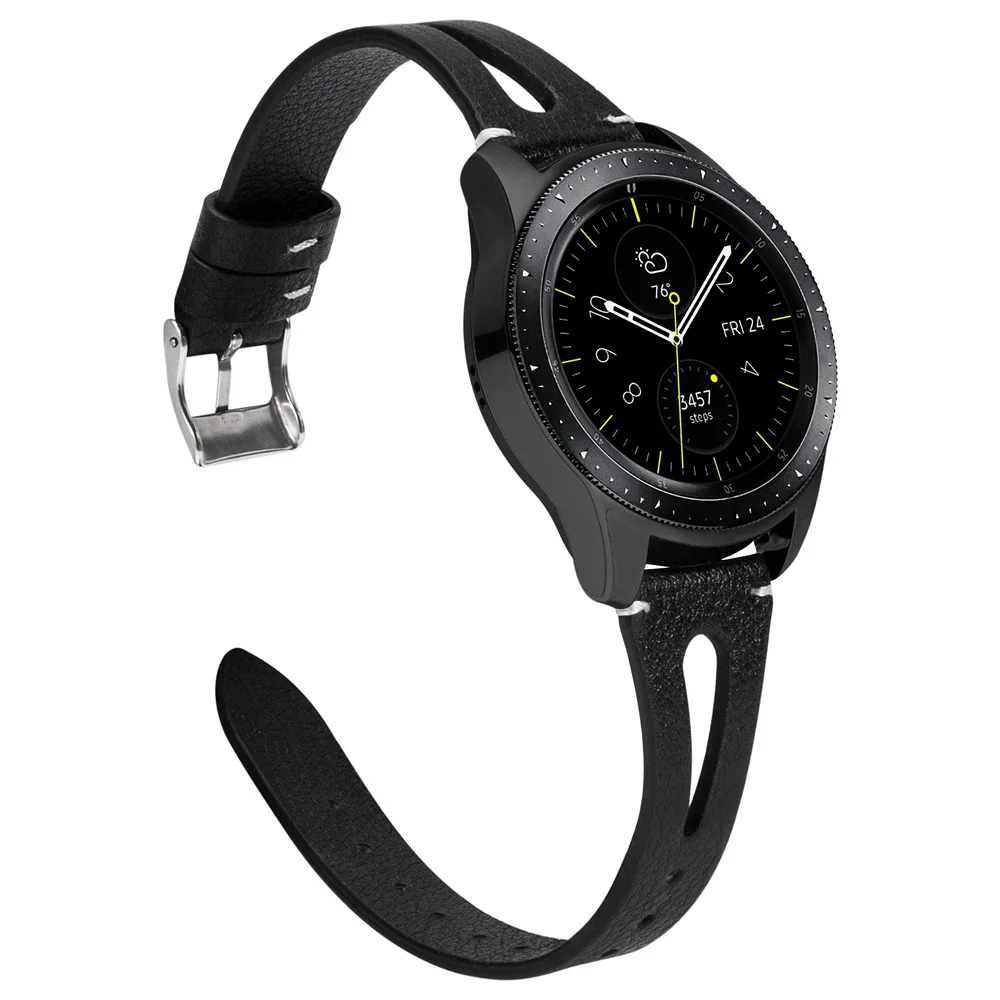 Кожаный ремешок для samsung Galaxy Watch 42 мм 46 мм, ремешок из натуральной кожи, сменный Браслет для Galaxy Watch Active Galaxy - Цвет ремешка: Черный