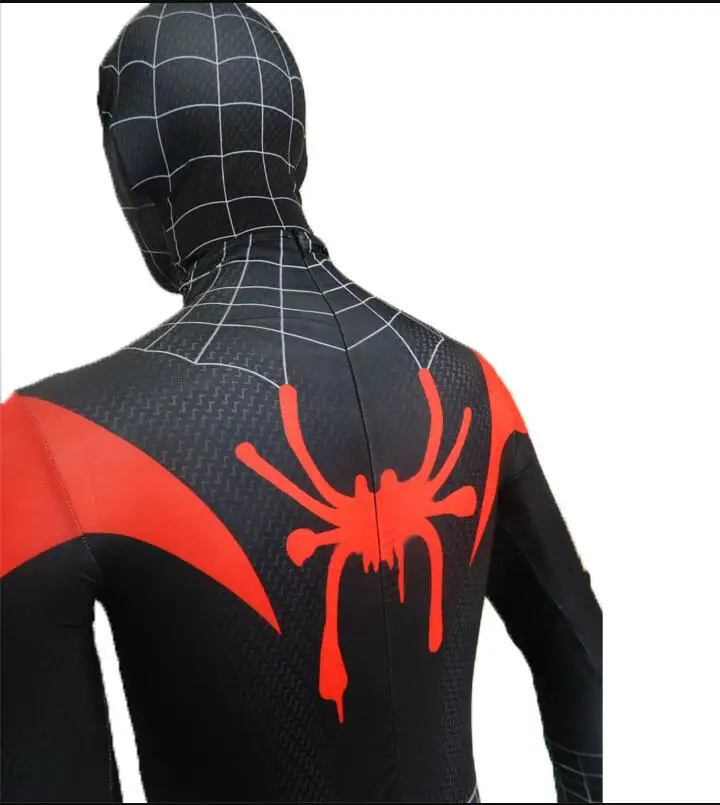 Горячая Майлз Моралес костюм Человека-паука для взрослого мужчины дети 3D печати Косплей стих паука Майлз Моралес зентай человек паук костюм Хэллоуин