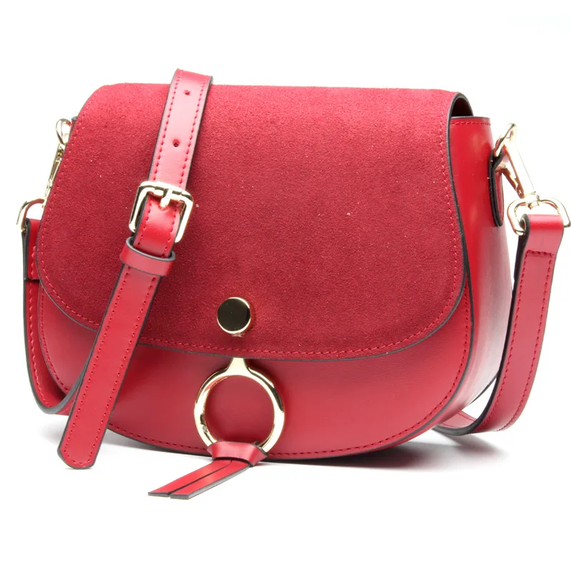 

2017 New Hot Fashion Saddle bags Woman Genuine Leather Casual crossbody bag satchels Ladies Messenger Shoulder Bags solid Style