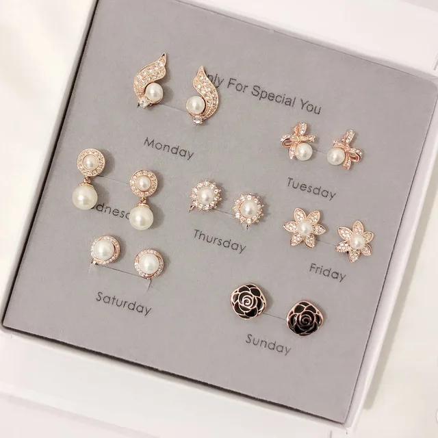 11.11 7 Pairs/Set Fashion Week Daily Wearing Jewlery Sets For Women High Quality Clip On