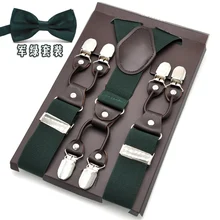 Мужские подтяжки с бабочкой, наборы, y-образная форма, Женские Эластичные подтяжки, 6 зажимов, ПУ кожа, Leren rie, подарки на день отца, 120 см, TZ79280