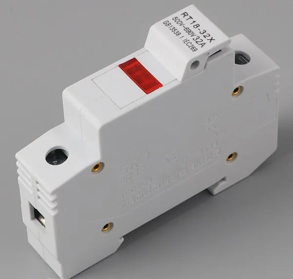 Основание предохранителей: Φ 32A 500V-690V/RT18-32X 660V (рельсовое крепление/предохранитель
