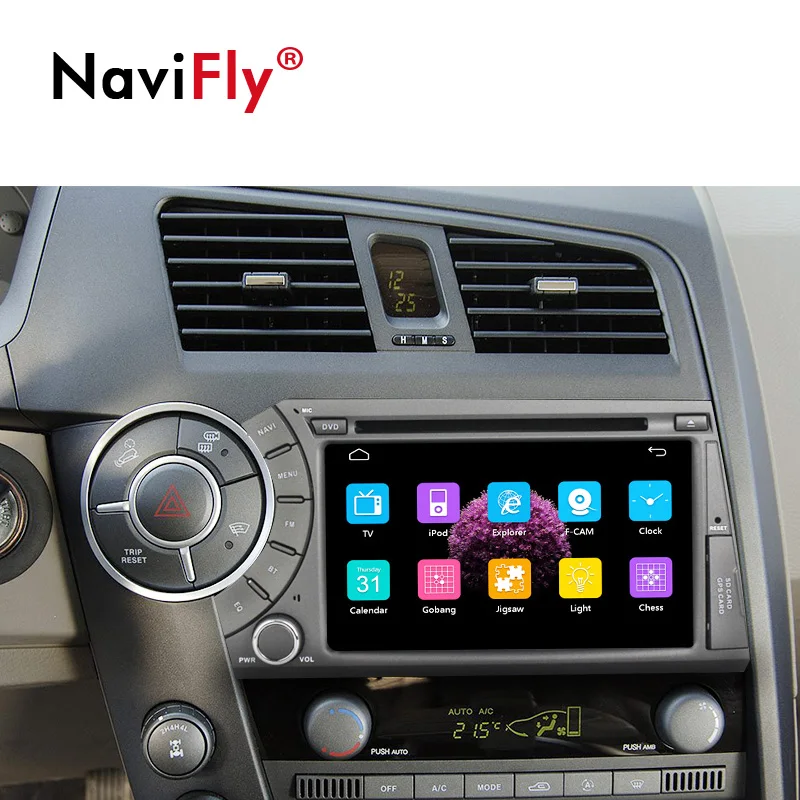 Sale NaviFly 2 Din Car DVD multimedia radio player for ssangyong kyron/Actyon with Car GPS navigation RDS BT DVR video 1080P 4
