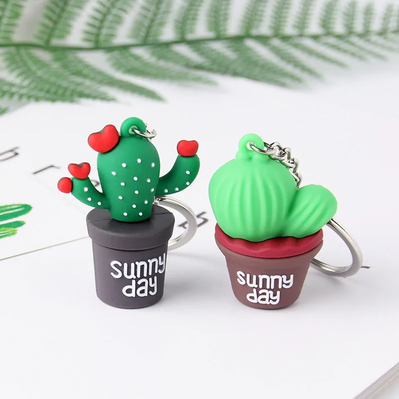 Cute Simulation Cactus Keyring Car Bag Hangbag Plant Pendant Keychain Gift