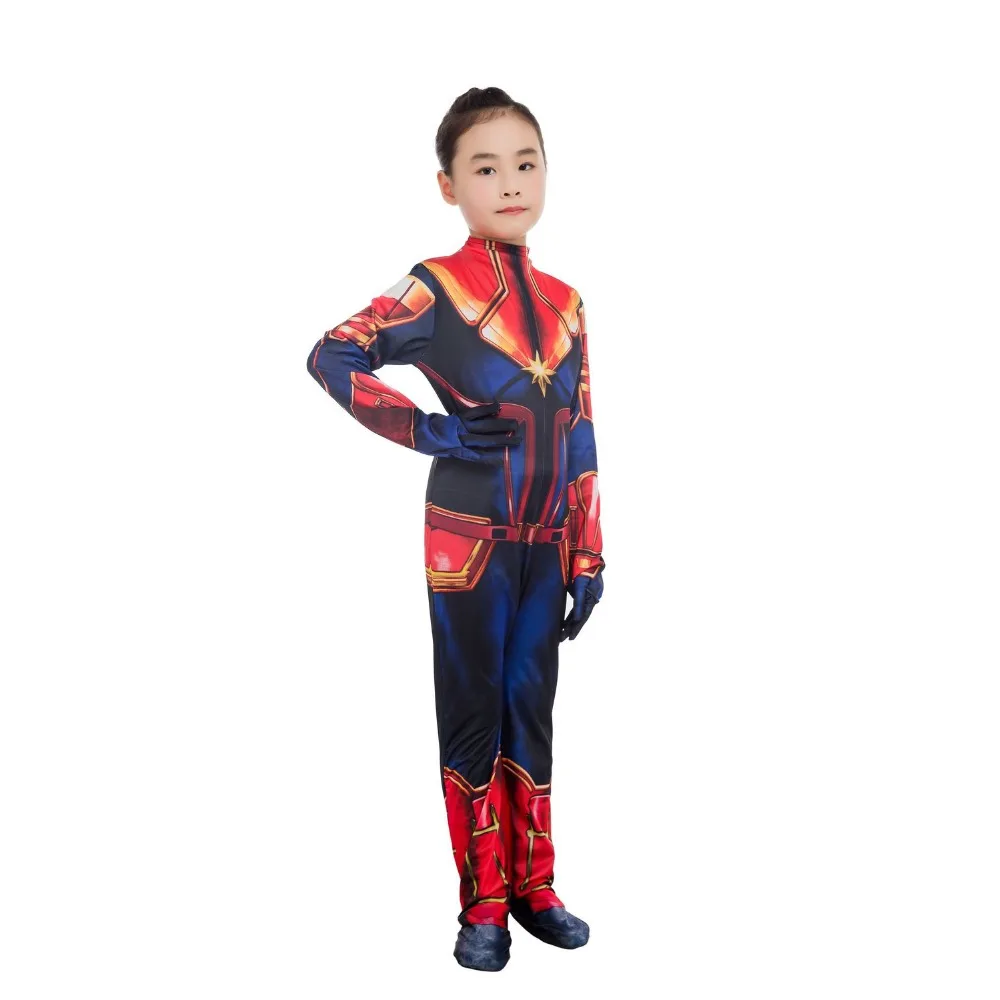 VASHE Captain Marvel Costume Avengers Endgame Superhero Cosplay Party Zentai Bodysuit Uniform Halloween Costume for Women Girls