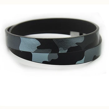 

Stainless steel men's camouflage leather bracelet jewelry compiled imitation leather European and American punk bracelet leather