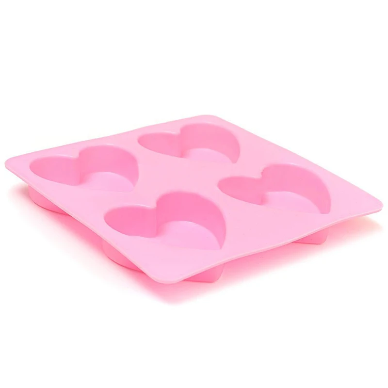DIY 4-cell Love Heart Silicone Fondant Mold Cake Chocolate Soap Baking Mould